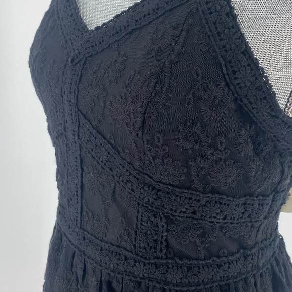 Altar’d State Mesh Floral Crochet Sexy Black Dress - Picture 7 of 8